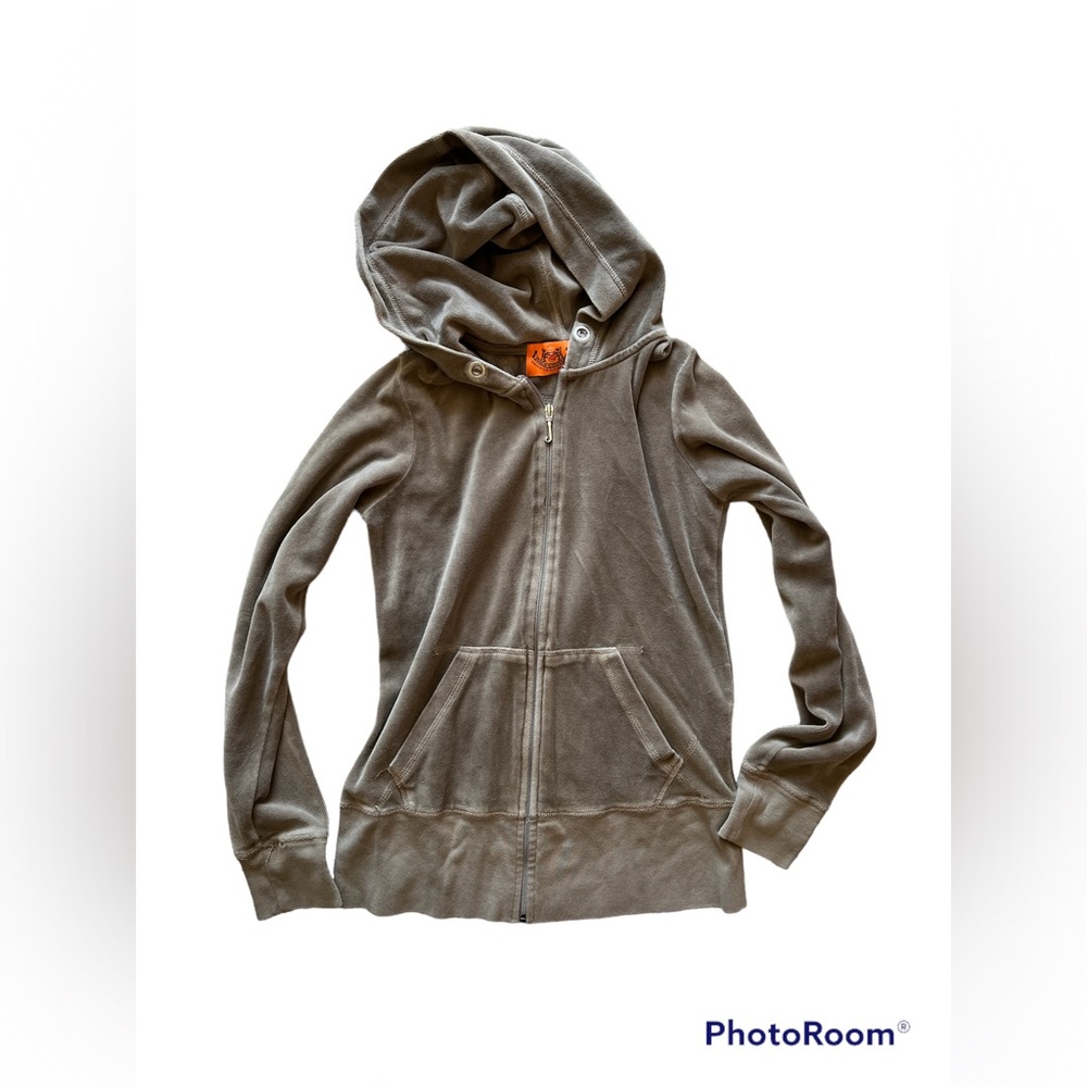 Vintage Small Tan/Brown Juicy Couture Velour Zip Up Hoodie